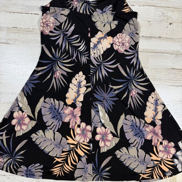 I JOAH Black Tropical Floral Print Spaghetti Strap Mini Dress‎ Sz Junior Small - Picture 8 of 9
